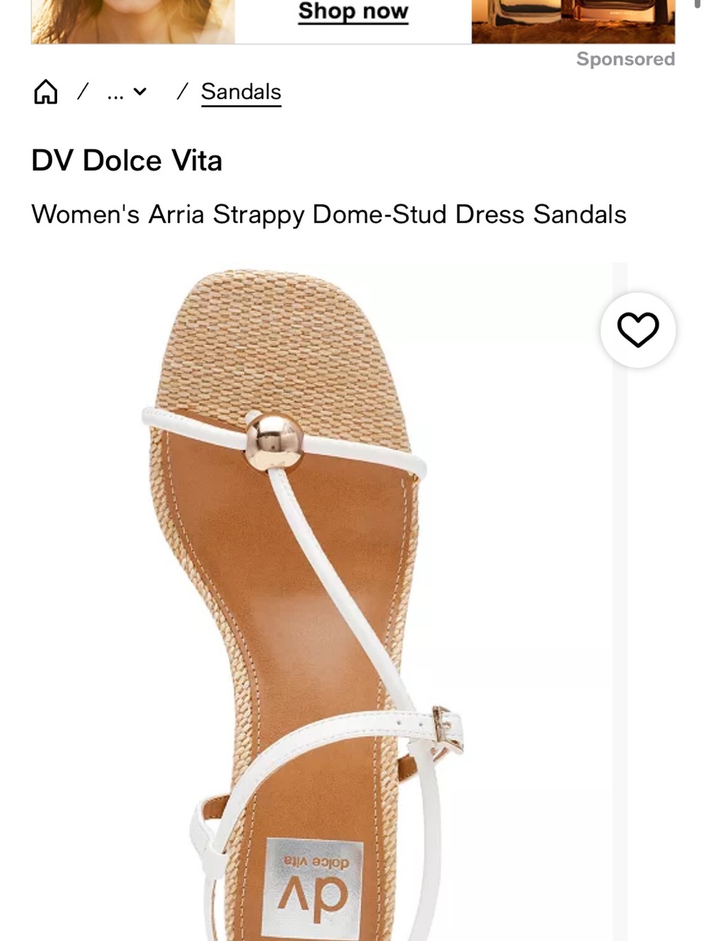 DV by Dolce Vita White Strappy Sandals with Gold Dome Stud